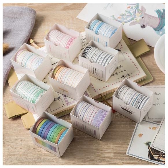 Japanese Washi Tape - Set Border Line Pattern (10pcs)