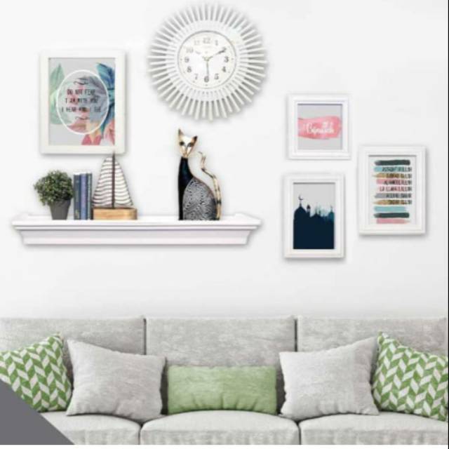 ACE HARDWARE, Arthome set 6pcs, bingkai foto + rak dinding + jam dinding