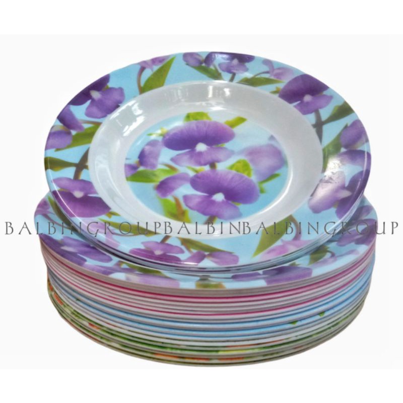 PIRING MAKAN 9INC SEMI MELAMINE MOTIF - SHING ISI 6 PCS