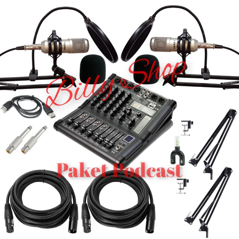 Paket Podcast Ashley 2 Orang Mic Ashley Studio Voice Mixer Ashley LM4