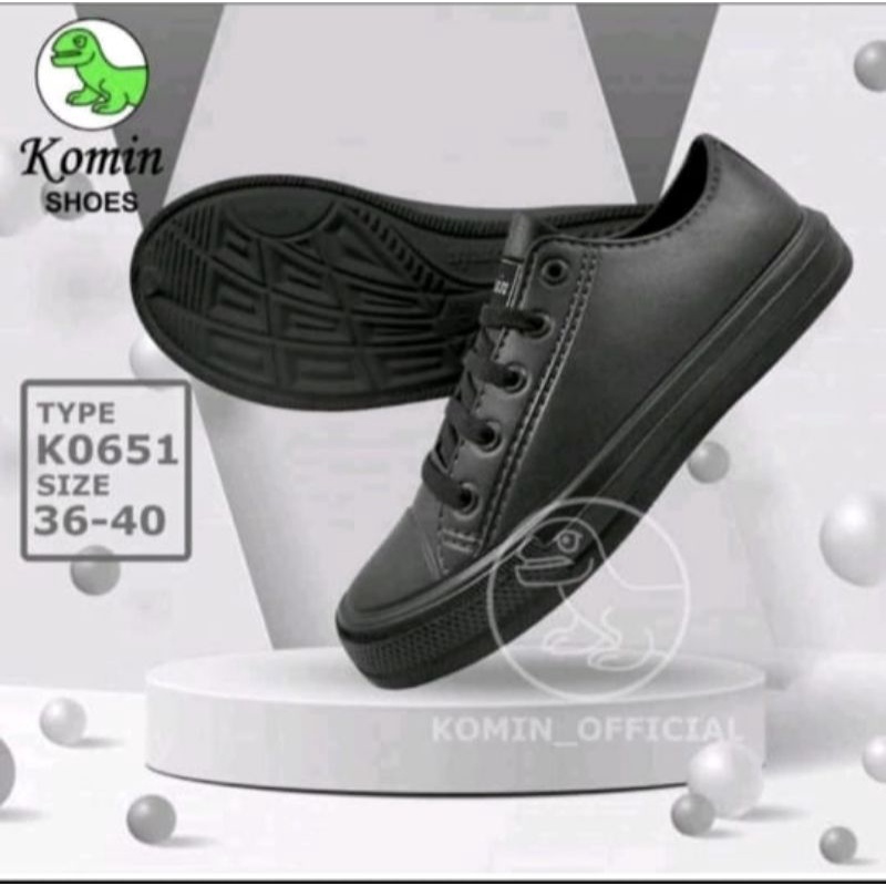 Sepatu Sneakers cewek-cowok Komin / att Hitam uk 36-43 (Bisa Untuk Sekolah)
