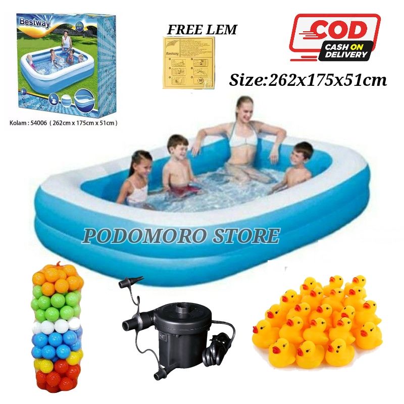 KOLAM RENANG ANAK JUMBO BESTWAY 54006 262CM / KOLAM RENANG ANAK BESAR