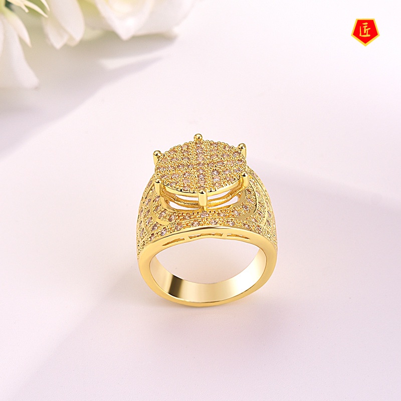 [Ready Stock]Women's 18K Gold Micro-Inlaid Diamond Ring