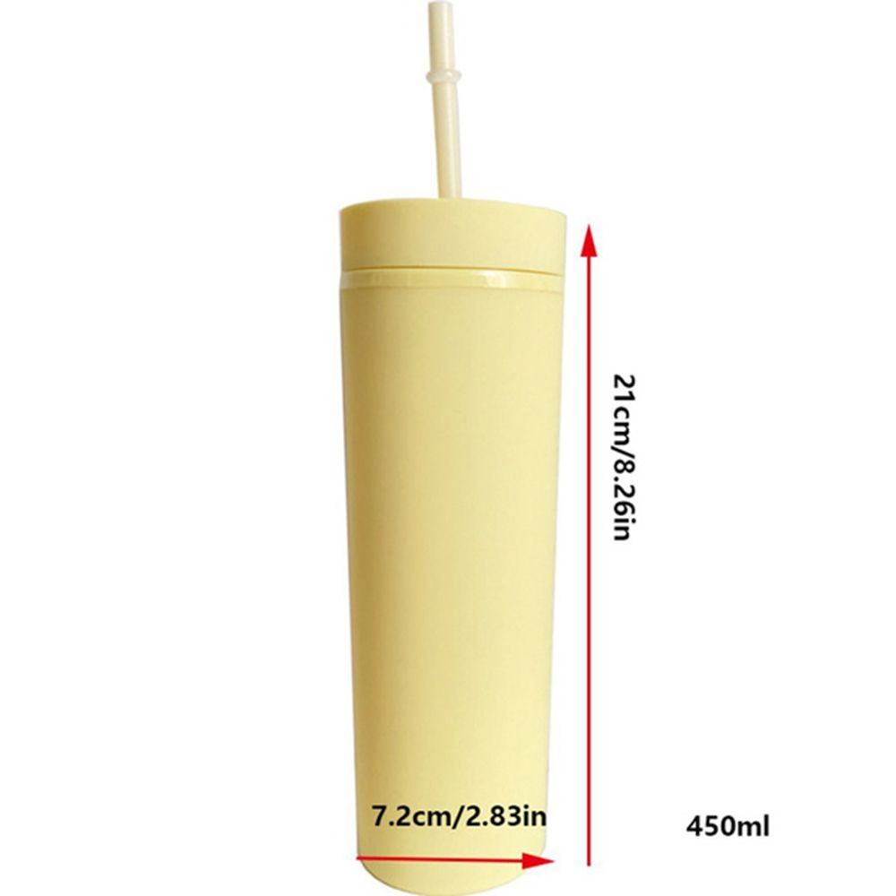 ELEGANT Portable Straw Cup Candy|Color Water Cup Water Bottle With Lid Plastic Pipette Straight Tube Large-capacity Double-layer Coffee Pot/Multicolor