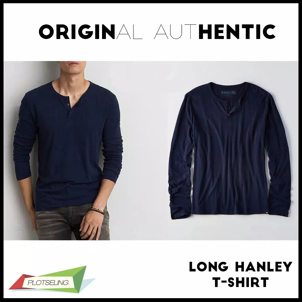 Kaos Polos Oblong HENLEY Pria Lengan Panjang IMPORT COTTON PREMIUM QUALITY - LONG HENLEY ORIGINAL