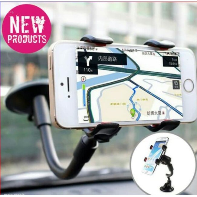 Car Holder HP Mobil Penjepit HP di Mobil Holder Tempel Hp Mobil Panjang Lazypod Mount Handphone GPS