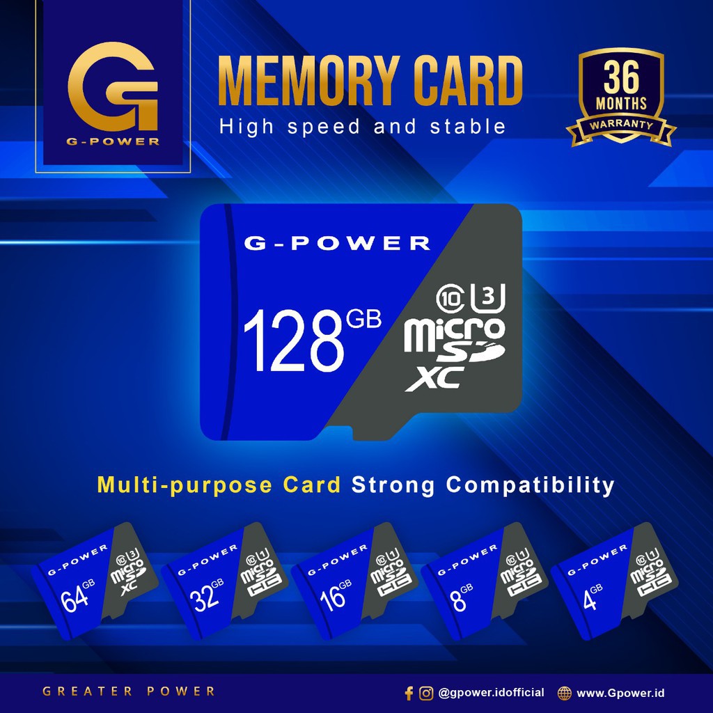 MEMORY CARD G-POWER - 4GB, 8GB, 16GB, 32GB, 64GB, & 128GB BERGARANSI - KARTU MEMORI / MICRO SD