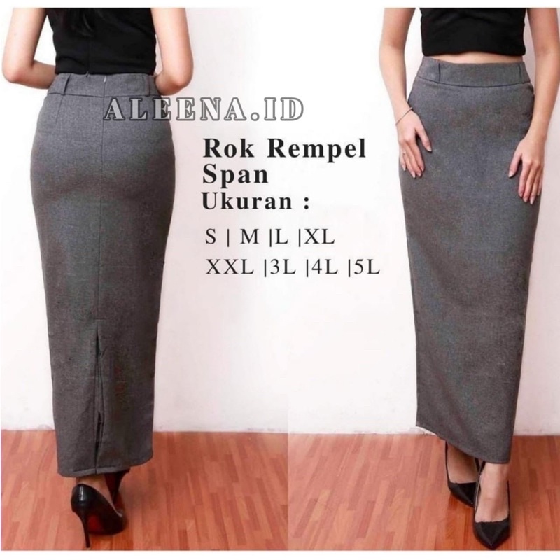 Rok Kerja Wanita Panjang / Rok Formal Rempel Span / Rok Kerja Kantor Wanita / Rok Polos Span Wanita-1