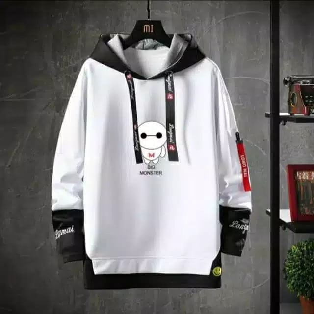 HOODIE PRIA MONSTER SWEATER JACKET COWOK BAHAN FLEECE FIT TO XL