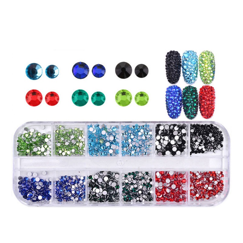 Siy 1440pcs Kristal Berlian Imitasi Glitter 3d 12 Ukuran Campur Untuk Dekorasi Nail Art