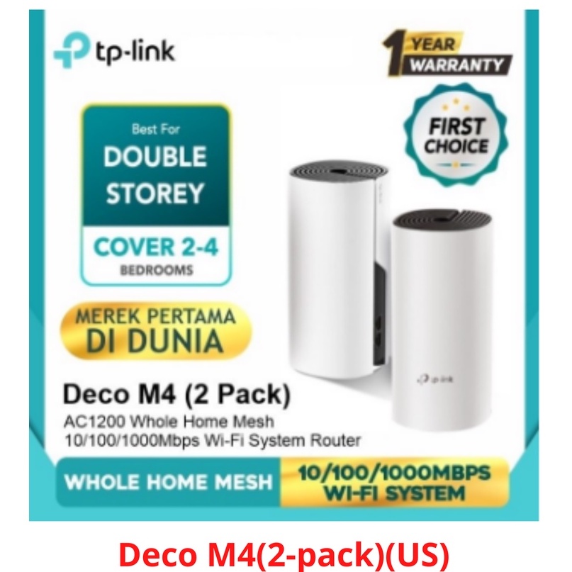 TP-LINK DECO M4 2 PCS (2-Pack) AC1200 Whole-Home Mesh Wi-Fi System