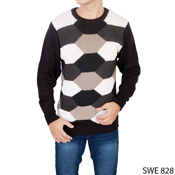 Sweater Casual Pria Rajut Hitam – SWE 828