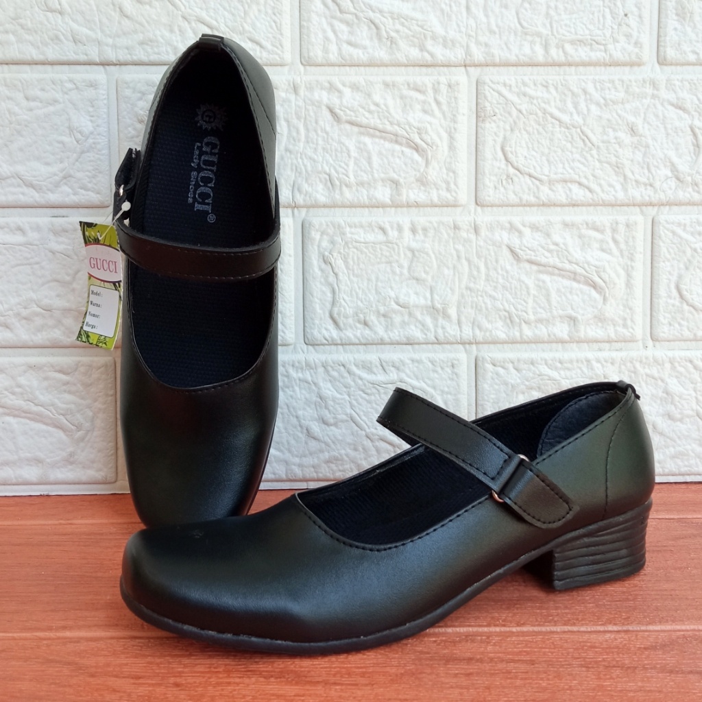 Vinus V.01 Sepatu Pantofel Sekolah Paskibra Hak 3cm Size 37-41 Hitam