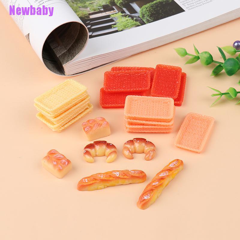 (Newbaby) 5pcs / Set Mainan Miniatur Roti Mini Untuk Dekorasi Rumah Boneka