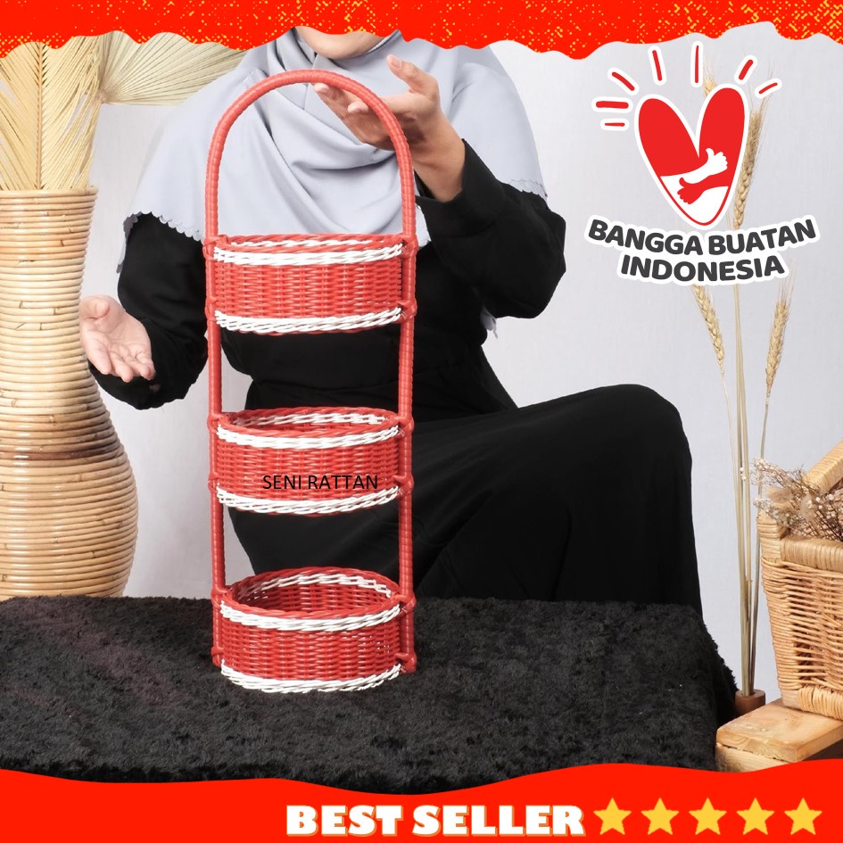 keranjang bumbu bulat PITRIT tanpa tutup sintetis Keranjang Bumbu Rak 3 Susun Rantang Untuk Menyimpa