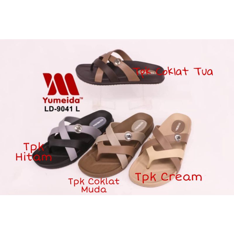 New Sandal Karet Wanita Yumeida Jepit Tali Silang LD 9041 L