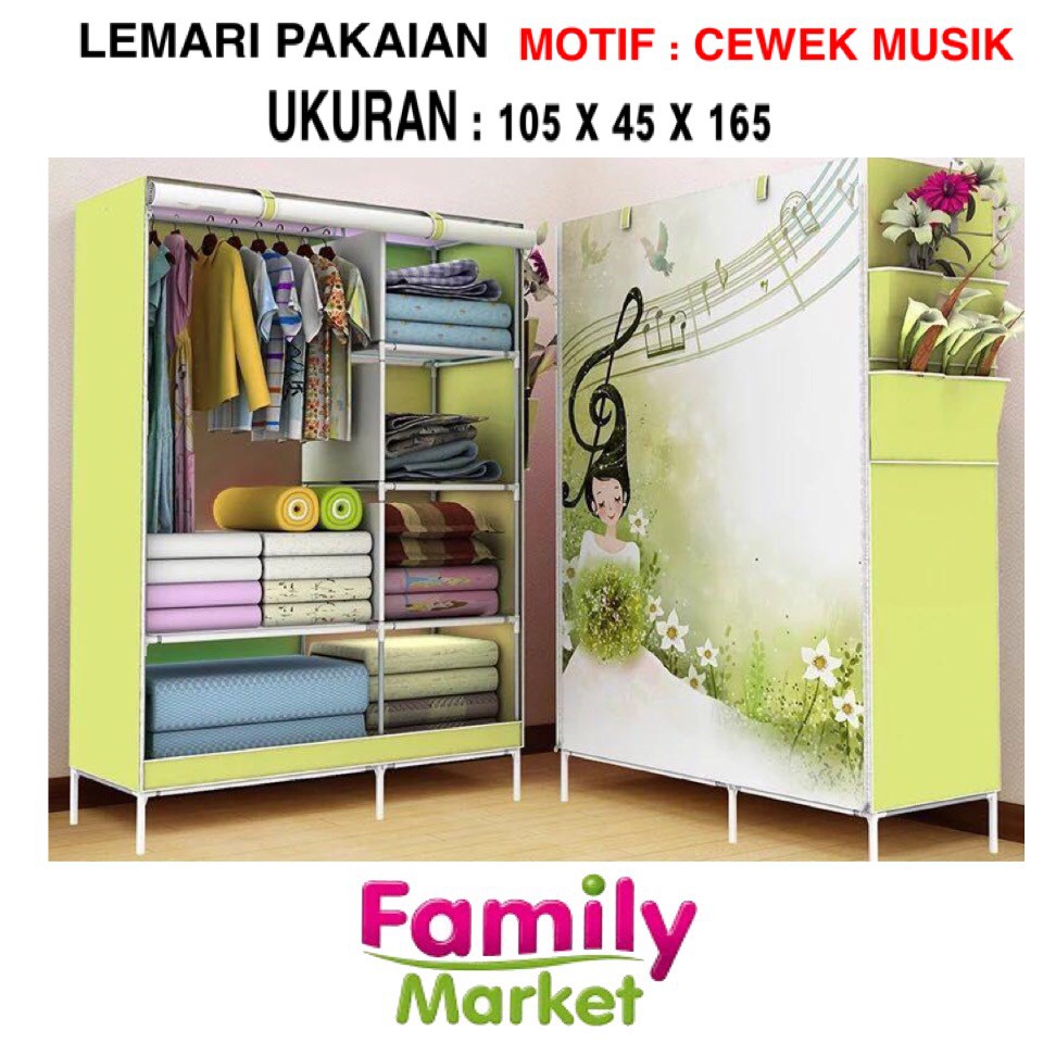  LEMARI  PAKAIAN  MULTIFUNCTION WARDROBE MOTIF CEWEK MUSIK 