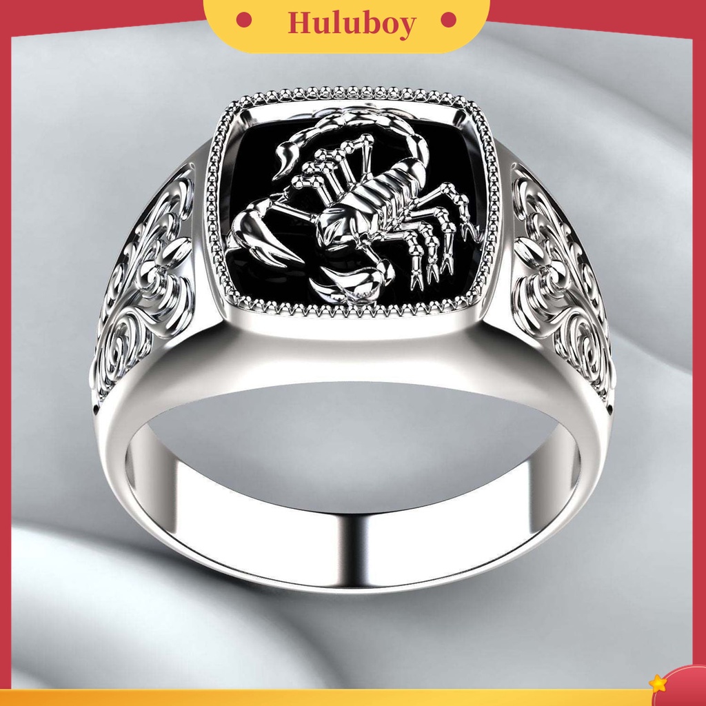 Huluboy Cincin Desain Kalajengking Bahan Alloy Warna Silver Untuk Pria