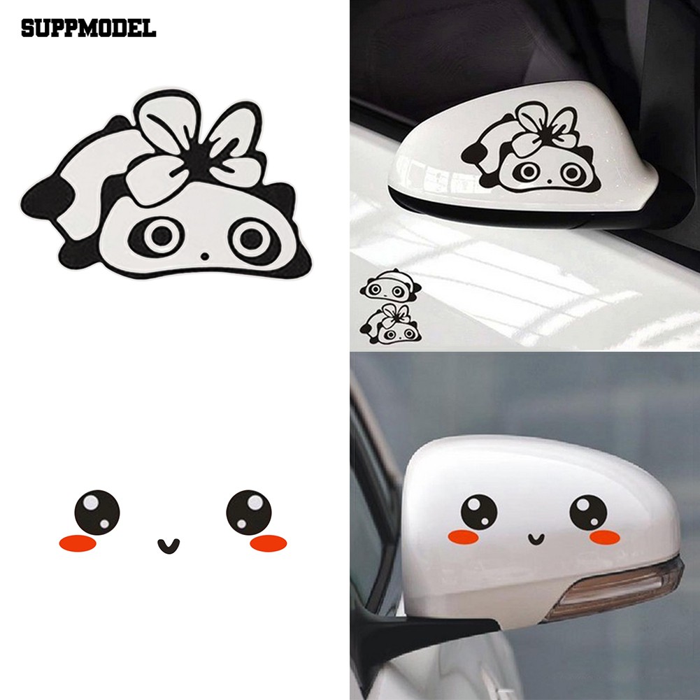 2Pcs Stiker Decal Reflektor Motif Mata Panda untuk Mobil