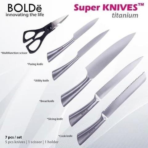 

BOLDE SUPER KNIVES TITANIUM PISAU SET + GUNTING + HOLDER (7PCS/SET) SDVD6545DV