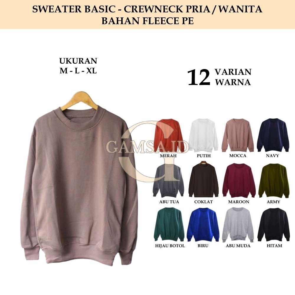 SWEATER POLOS PRIA WANITA - JAKET JACKET CREWNECK BASIC SEKOLAH TANPA MERK