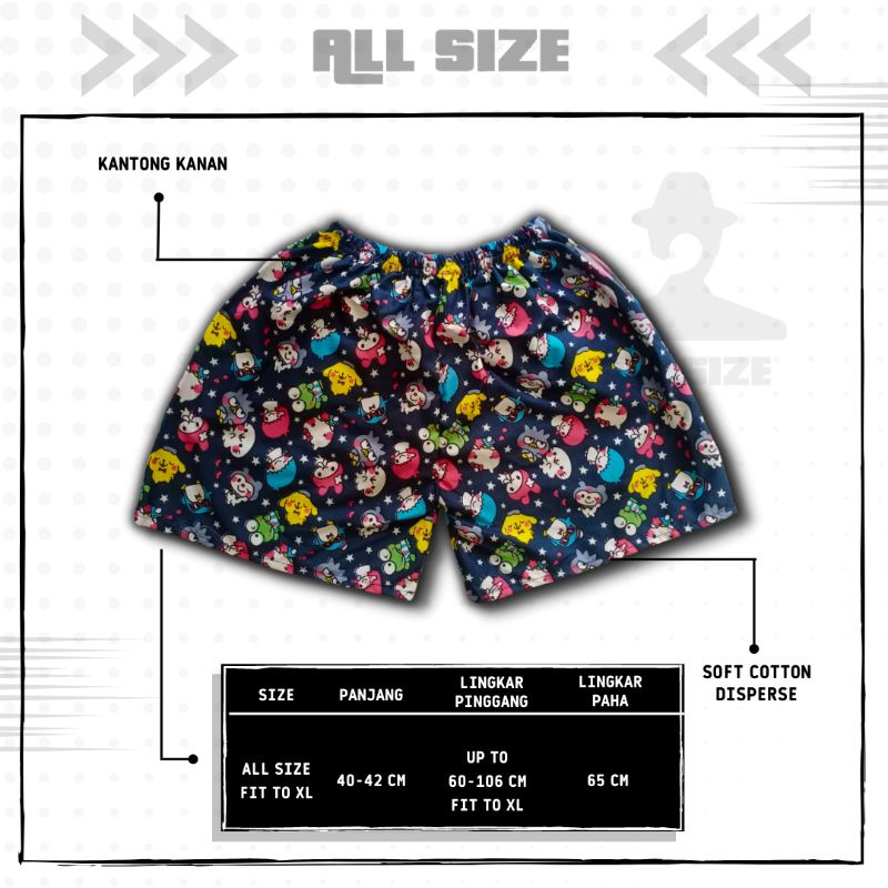 [ 45 MOTIF ] celana pendek boxer/kolor santai pria/wanita remaja/dewasa motif kotak/keramik hitam putih biru-M 32