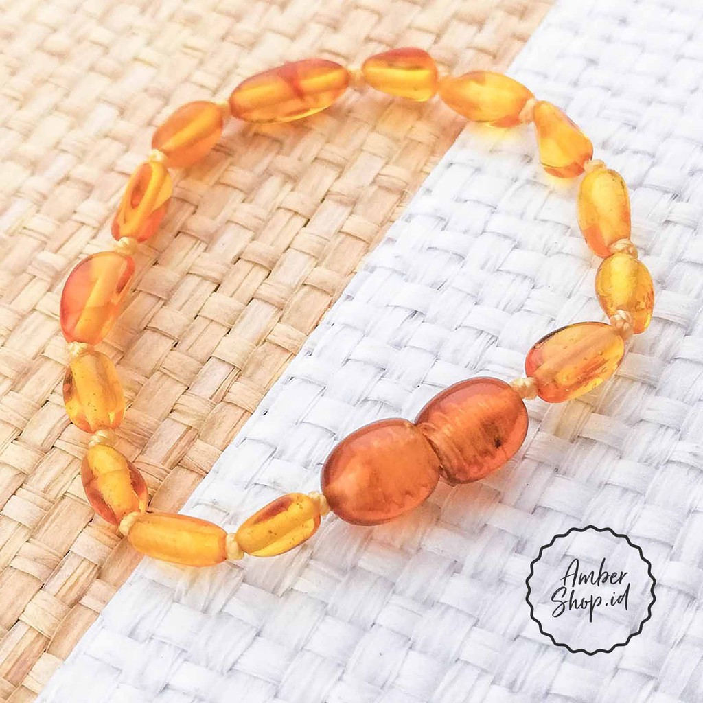 OL5X4LC (FREE GIFT) 14CM Gelang Amber pereda tumbuh gigi bayi - Amber Shop