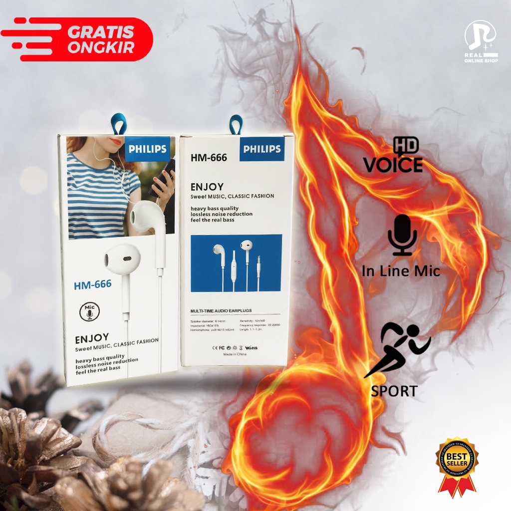 Headset Philips HP Android Extra Bass Super Bass Kabel Microphone stereo Noise cancelling Hi Fi Earp