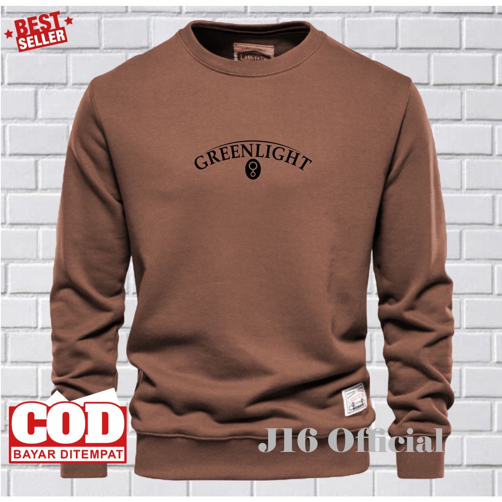 GREENLIGHT CREWNECK Sweater Oblong Pria Wanita Bahan Fleece Tebal