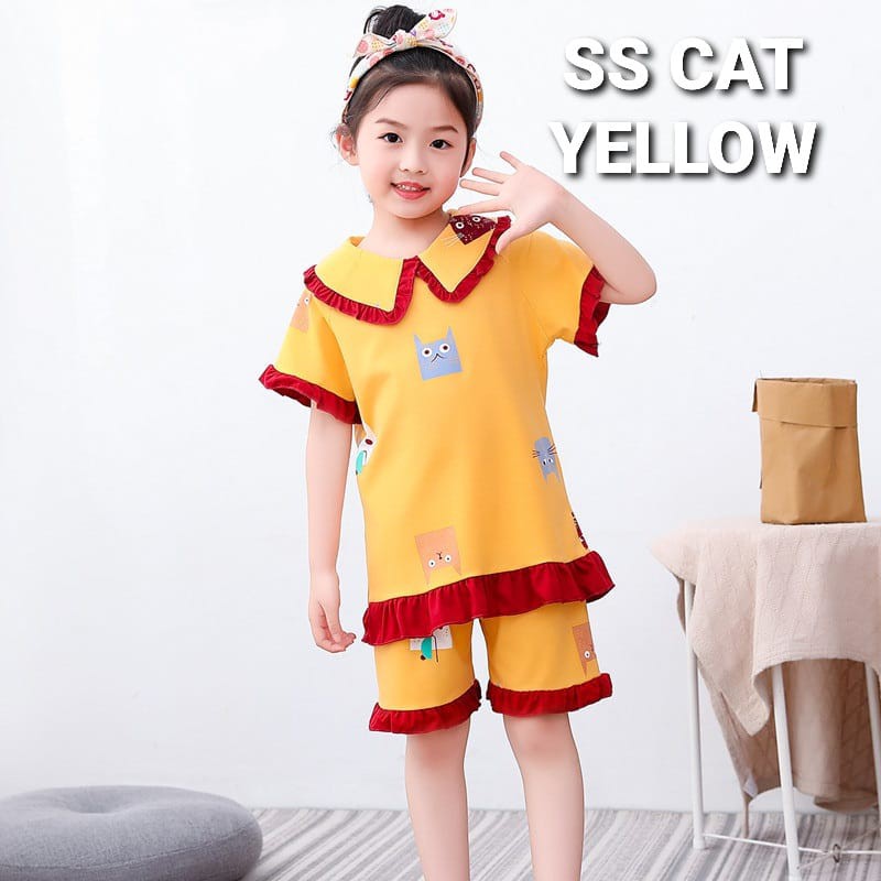 BAJU TIDUR SS LENGAN PENDEK / PIYAMA ANAK PEREMPUAM KOREA IMPOR / SETELAN DAILY SANTAI ANAK NYAMAN