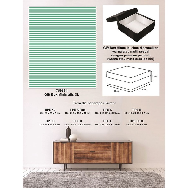 

Kotak kado/Kotak Hadiah/Box Minimalis XL-Garis Spectra LIGHT GREEN-A
