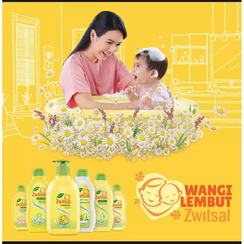 Zwitsal 2 in 1 Natural Baby Bath Hair &amp; Body reffil 450ml