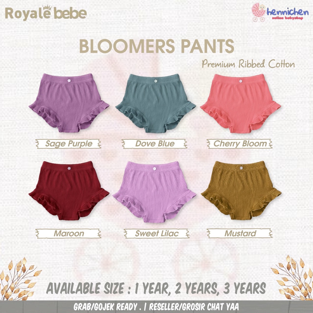 CUCI GUDANG PROMO Royale Bebe - Baby Bloomer Bloomer Pants blomer anak perempuan celana pendek anak perempuan 1-3 thn