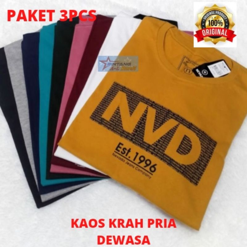 Kaos Nevada 3 Pcs 100k / Kaos Nevada Cowok /  kaos distro original bandung / kaos branded matahari  MOTIF RANDOM ACAK