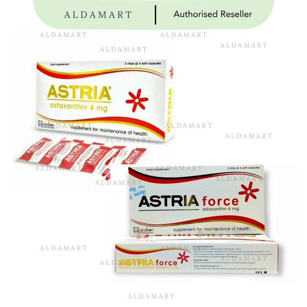 Astria astaxanthin 4mg / Astria force astaxanthin 6mg (1box 2strip @ 6 soft capsule)