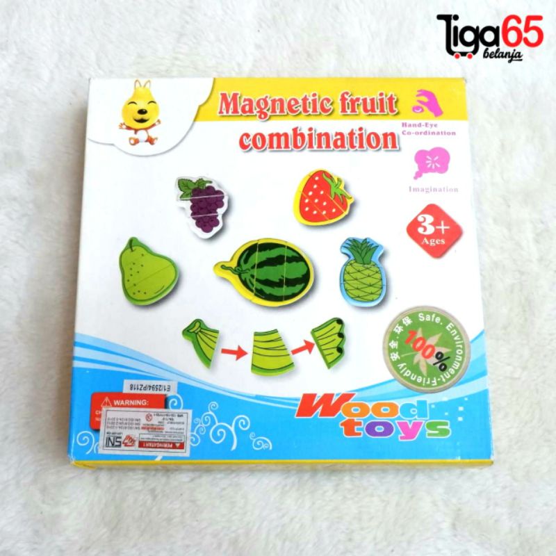 365 Mainan Edukasi / Mainan Kayu / Magnetic Fruit Cobination  / Puzzle Kayu PZ118