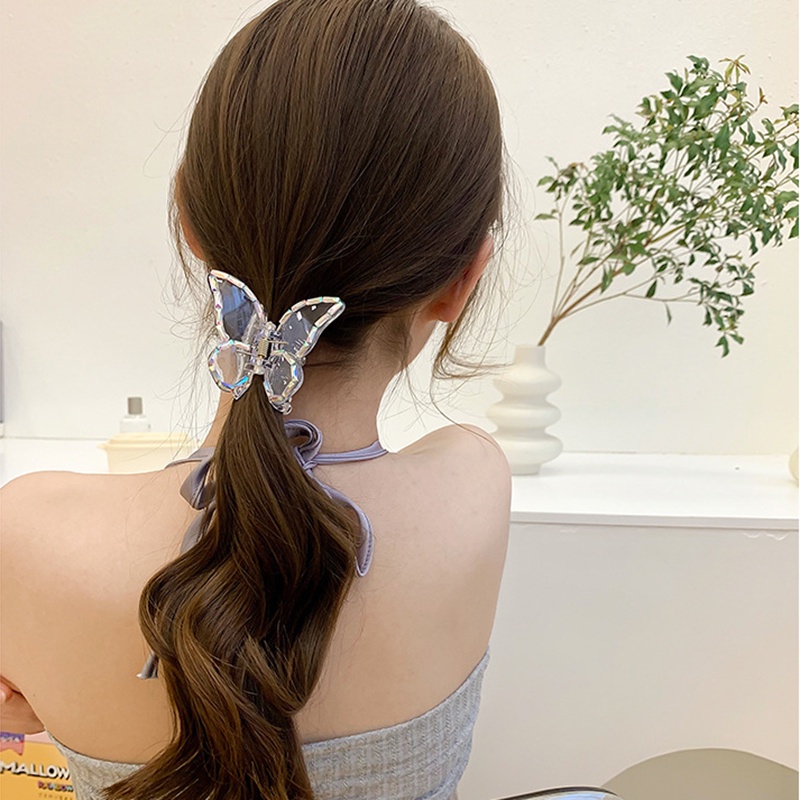 Korean Style Transparent Butterfly Hair Clip Retro Temperament Acrylic Clip