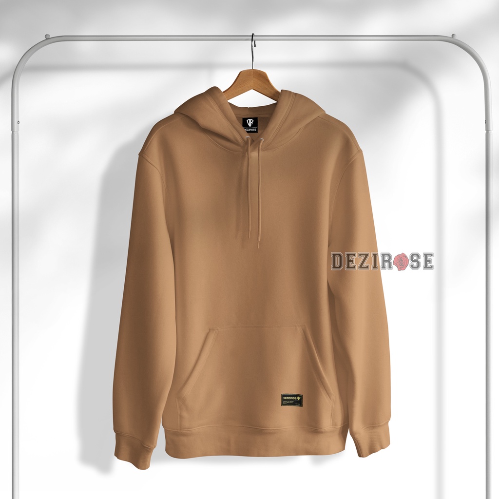 Sweater Hoodie Polos Pria Wanita Bahan Fleece Tebal Premium Quality Size M-XL-Moca