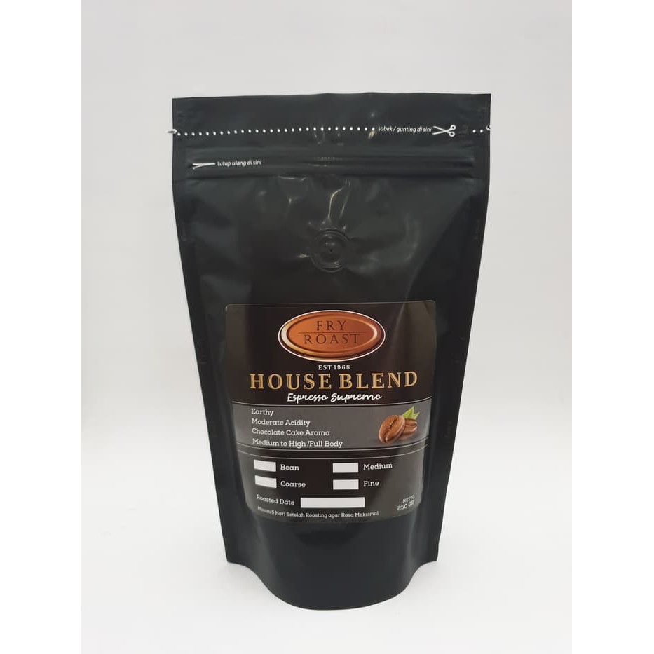 

KOPI ARABIKA/ROBUSTA BLEND ESPRESSO SUPREMO (BIJI/BUBUK) 250 GRAM