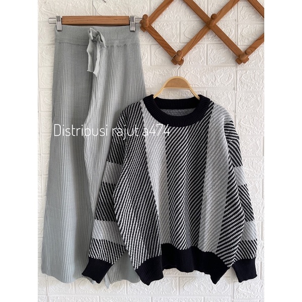 ONESET SETELAN CORA KNITS KULOT DAN ROK