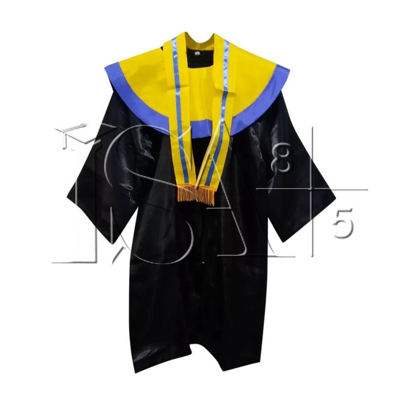 Toga Wisuda Tabung Baju Toga Wisuda Anak TK PAUD Kuning Biru Lengkap Topi Samir Tabung Satin Baju To