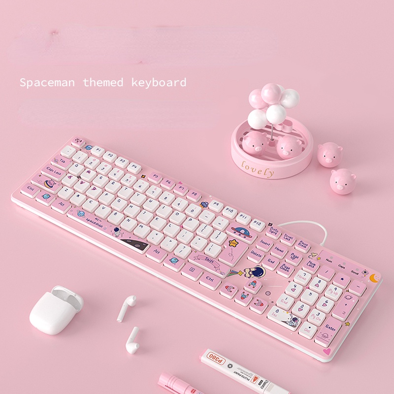 Keyboard Kabel Usb Bentuk Coklat Kartun Untuk Komputer Laptop Notebook Wanita