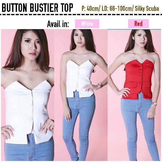BUTTON BUSTIER TOP  [ halterneck baju atasan crop top wanita kemben daleman dalaman tanktop murah ]