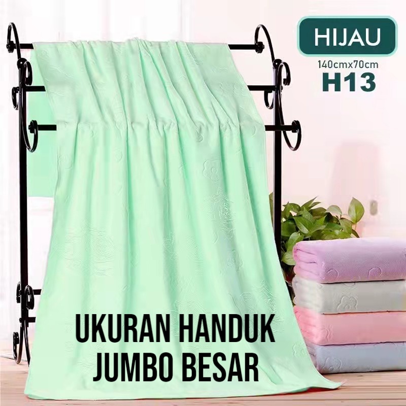 rumah_kita2020 Handuk Jumbo Emboss Lembut Nyerap Air 140X70cm Dewasa Handuk Mandi Polos Microfiber Murah Berkualitas Tinggi ukuran dewasa handuk mandi handuk anak handuk dewasa