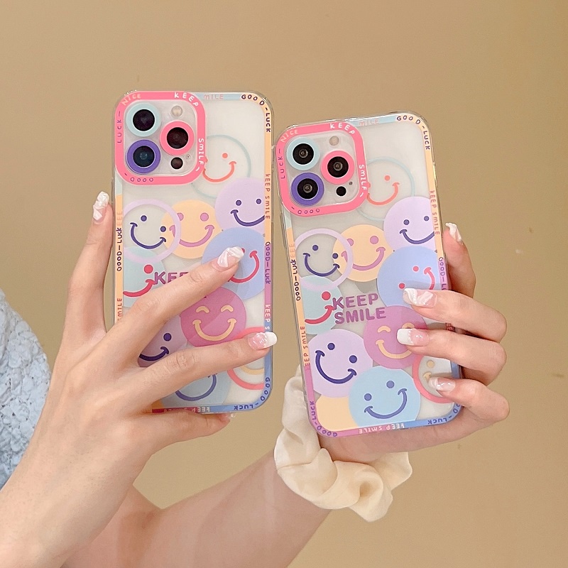 Soft Case Motif Smiley Face Untuk iPhone 11 12 13 Pro MAX X XR XS MAX 7 8 Plus