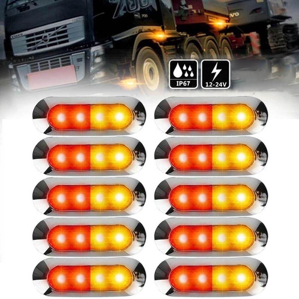 Lanfy Side Marker Light Amber 4lampu LED SMD Clearance Lampu Rem Truk Perahu Trailer