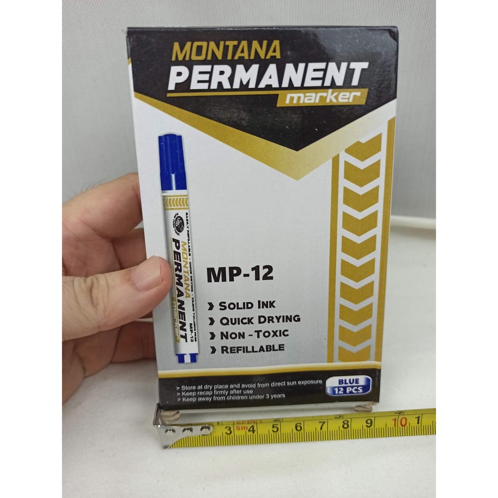 

Spidol permanent Biru 12 pcs / 1 box Marker ekonomis Murah Berkualitas MONTANA