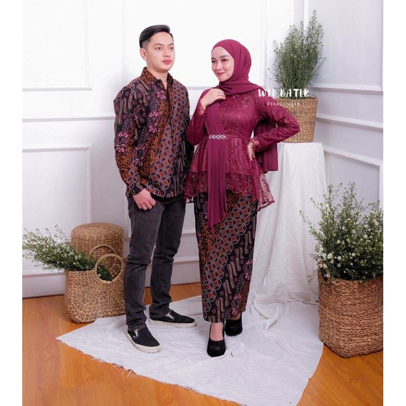 Batik Brokat Couple Kebaya Modern / Kebaya Wisuda / Kebaya Pesta Tunangan