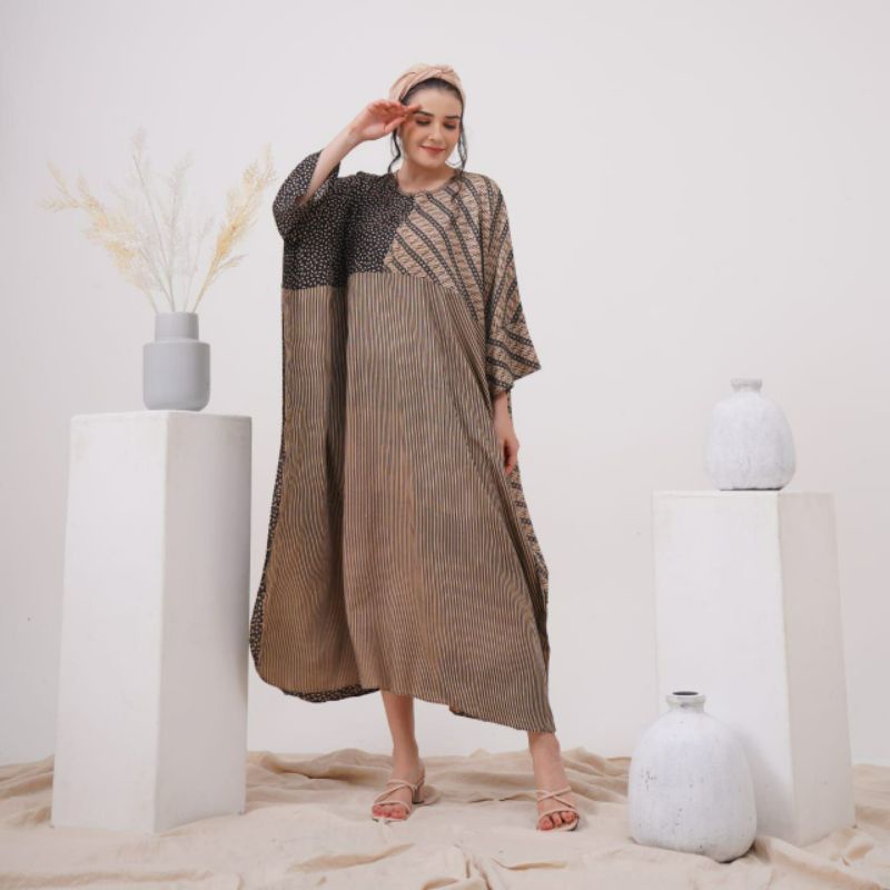 Longdress Kaftan JUMINTEN Batik Seno Ayu Parang Kelelawar Sultan Daster Panjang Longdress Jumbo Bigz