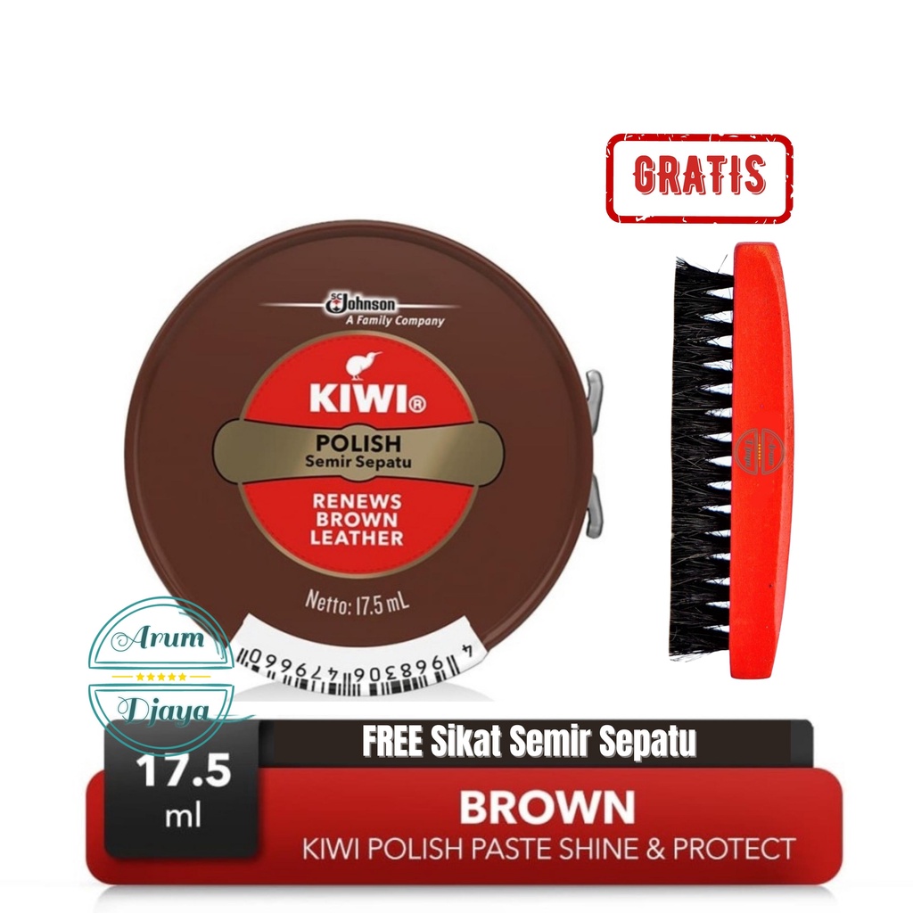 Kiwi Semir Sepatu Coklat - Kiwi Paste SP Shoe Polish Brown 17.5mL FREE Sikat Semir